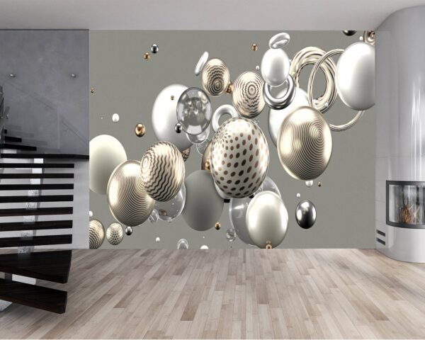 Background with 3D Effect Balls Wallpaper Photo Wall Mural Wall UV Print Decal Wall Art Décor