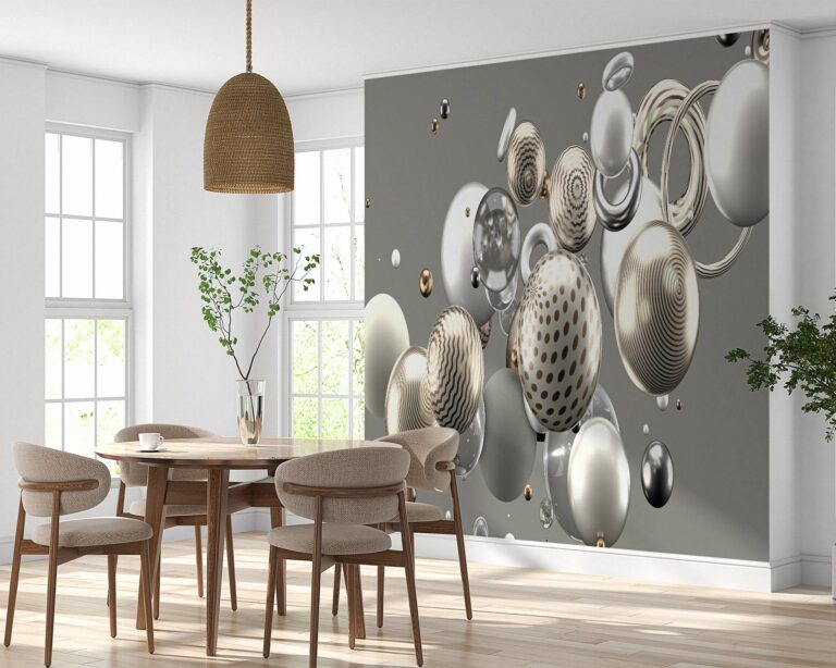 Wall mural showcasing 3D effect with elegant balls