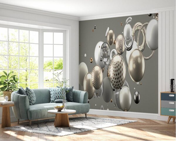 Background with 3D Effect Balls Wallpaper Photo Wall Mural Wall UV Print Decal Wall Art Décor