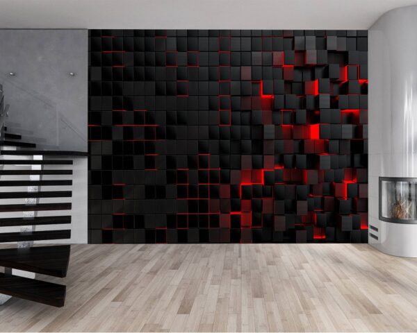 Black and Red Squares Wallpaper Photo Wall Mural Wall UV Print Decal Wall Art Décor