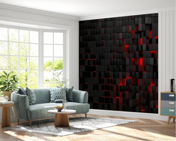 Black and Red Squares Wallpaper Photo Wall Mural Wall UV Print Decal Wall Art Décor