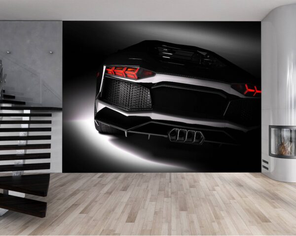 Bedroom transformed with super sport car mural