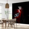 Dynamic red sport car design on self-adhesive mural