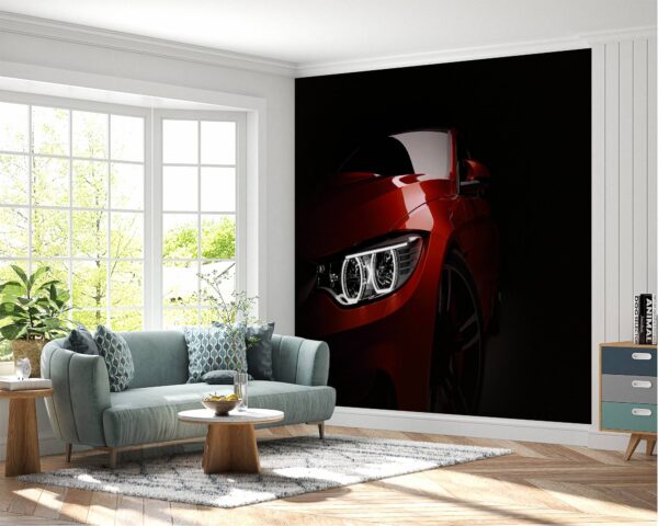 Packaging of self-adhesive red sport car wall mural