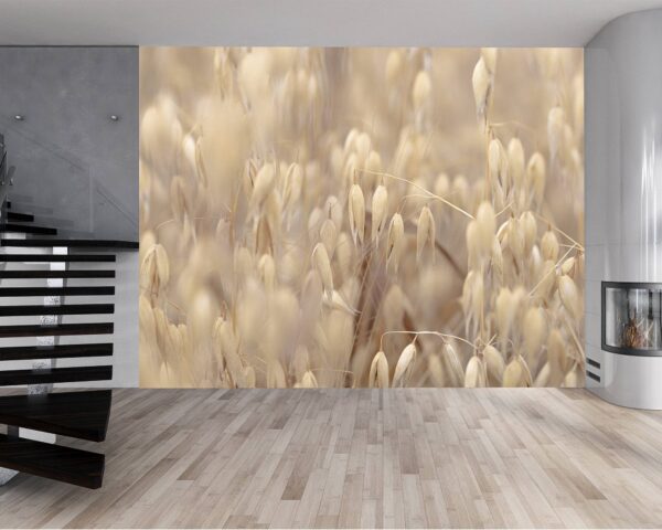 Rolled-up waterproof oat field living room wallpaper.