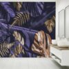 Gold and Purple Monstera Wallpaper Photo Wall Mural Wall UV Print Decal Wall Art Décor