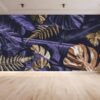 Gold and Purple Monstera Wallpaper Photo Wall Mural Wall UV Print Decal Wall Art Décor