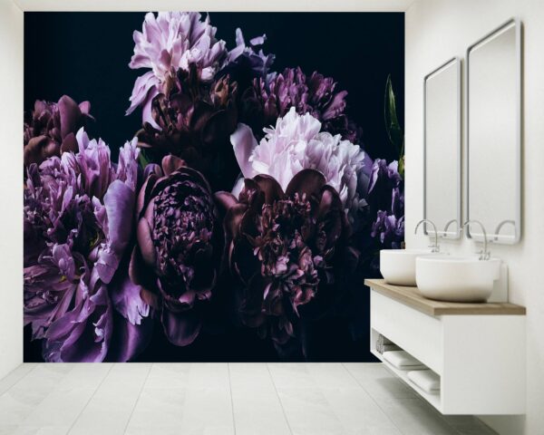 Violet Peonies Bouquet Wallpaper Photo Wall Mural Wall UV Print Decal Wall Art Décor