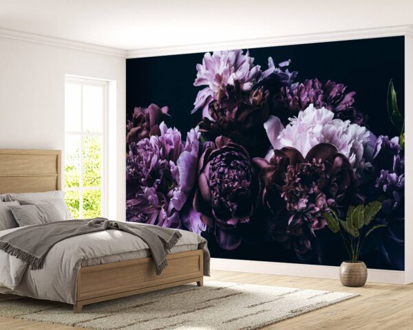 Violet Peonies Bouquet Wallpaper Photo Wall Mural Wall UV Print Decal Wall Art Décor