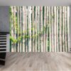 Elegant bamboo design on living room wallpaper.