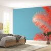 Coral Palm Theme Wallpaper Photo Wall Mural Wall UV Print Decal Wall Art Décor