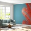 Waterproof office wall mural with radiant palm leaf patterns.