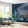 Self-adhesive mural showcasing the grandeur of New York City at night