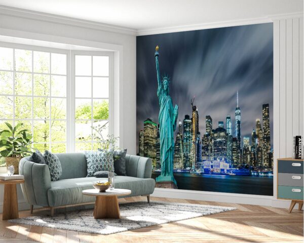 Self-adhesive mural showcasing the grandeur of New York City at night