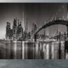 Panoramic view of NYC bridges at night captured on vinyl mural