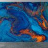 Blue and Orange Wallpaper - Peel and Stick Wallpaper, Office Wallpaper for Wall, Marble Wall Design, Wall Decoration, Removable Wallpaper