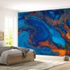 Blue and Orange Mix Marble Wallpaper Photo Wall Mural Wall UV Print Decal Wall Art Décor