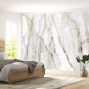 White and Gold Marble Wallpaper Photo Wall Mural Wall UV Print Decal Wall Art Décor