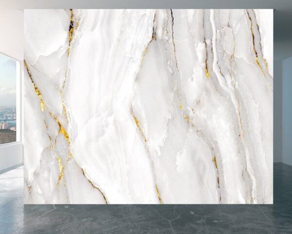 White Gold Marble Wallpaper - Self Adhesive Wallpaper, Luxurious Wall Art Marble Wall Design, Wall Decoration, Removable Wallpaper