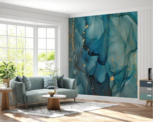 Metalic Blue Swirls Wallpaper Photo Wall Mural Wall UV Print Decal Wall Art Décor