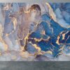 Blue Gold Marble Wallpaper - Peel and Stick Wallpaper, Office Wall Decor, Marble Wall Design, Wall Decoration, Removable Wallpaper