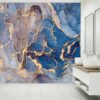 Blue Gold Marble Wallpaper - Peel and Stick Wallpaper, Office Wall Decor, Marble Wall Design, Wall Decoration, Removable Wallpaper