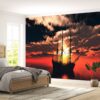 Old Ship in Sunset on the Sea Wallpaper Photo Wall Mural Wall UV Print Decal Wall Art Décor