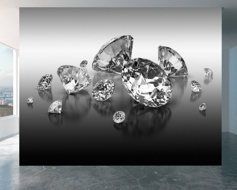 Wall mural showcasing structured greyscale diamonds