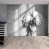 Living room adorned with an abstract angelic figure