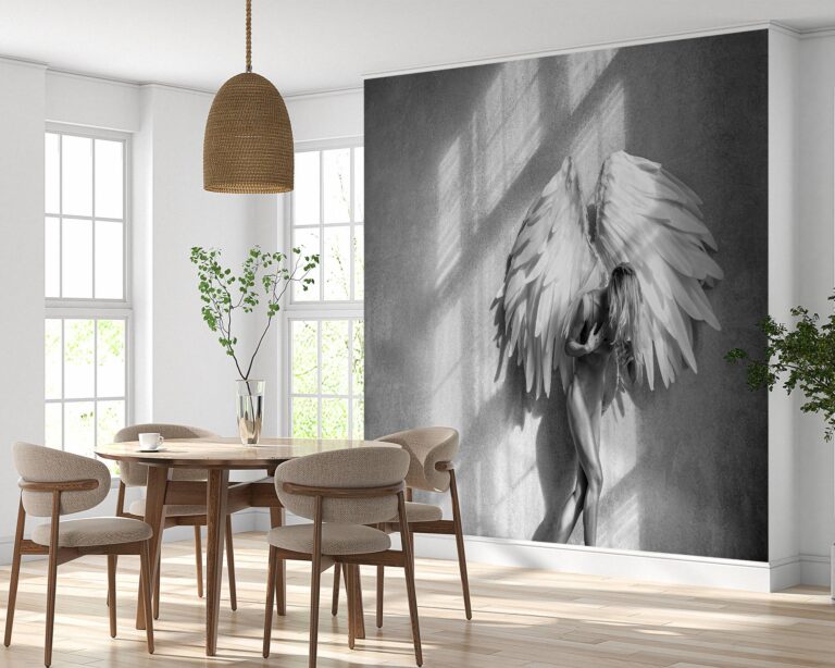 Wall mural showcasing an enigmatic dark angel