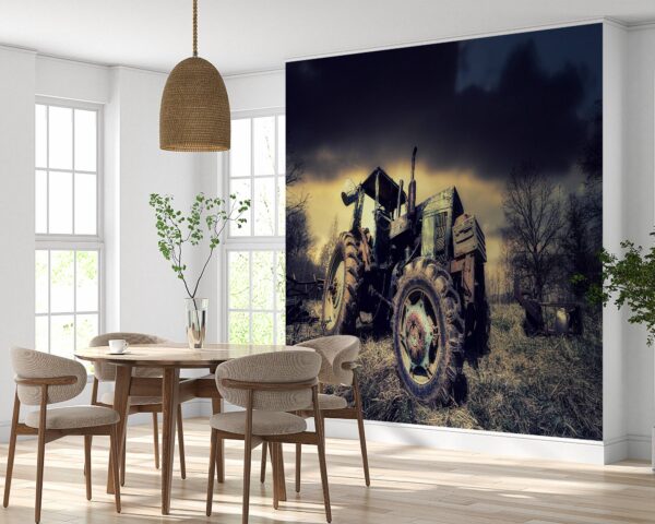 Dynamic tractor design on peel and stick wall mural