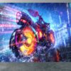 Mystical fantasy motorcycle design on peel and stick wallpaper