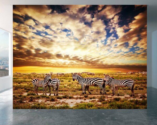 Close-up of detailed Zebra Wall Mural design