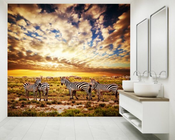 Waterproof Zebra-themed wall mural