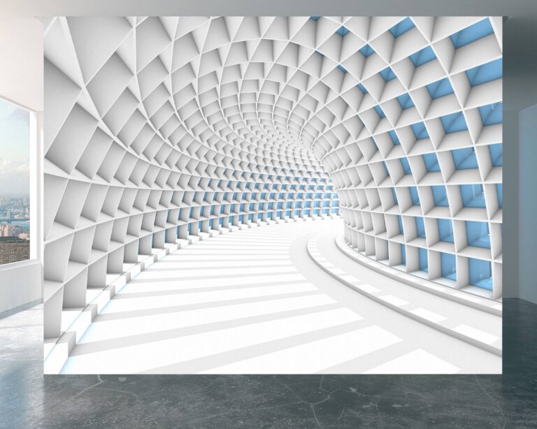 Wall mural showcasing a mesmerizing 3D tunnel effect