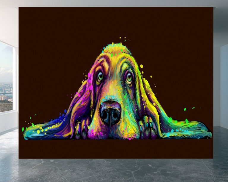 Close-up of detailed Abstract Dog Wall Mural design