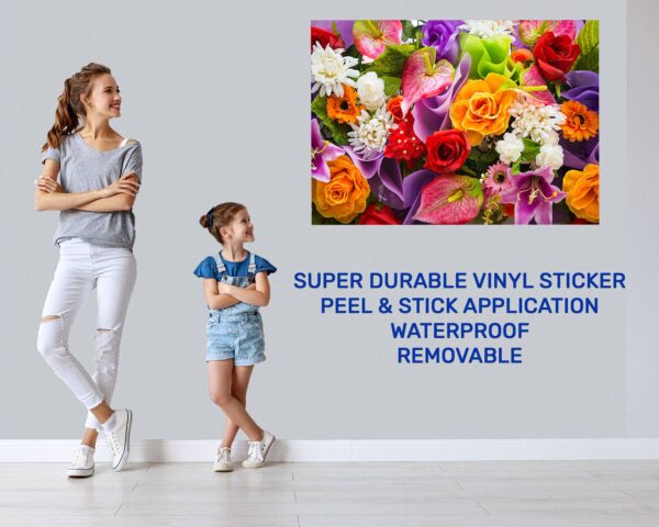 Wall Flower Sicker - Flower Wall Decal, Peel and Sick, Removable Vinyl, Easy to Install, Wall Decor, Flower Wall Mural