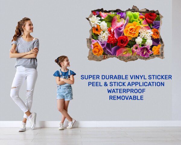 Wall Flower Sicker - Flower Wall Decal, Peel and Sick, Removable Vinyl, Easy to Install, Wall Decor, Flower Wall Mural