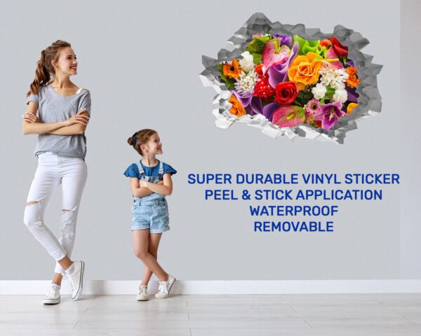 Wall Flower Sicker - Flower Wall Decal, Peel and Sick, Removable Vinyl, Easy to Install, Wall Decor, Flower Wall Mural