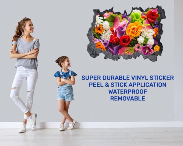 Wall Flower Sicker - Flower Wall Decal, Peel and Sick, Removable Vinyl, Easy to Install, Wall Decor, Flower Wall Mural