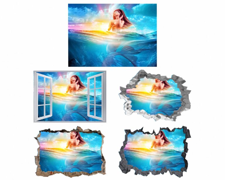 Mermaid Wall Art - Fantasy Wall Art, Removable Wall Sticker, Wall Vinyl Sticker, Peel and Stick Wall Decal, Wall Sticker Print, Wall Sticker for Bedroom