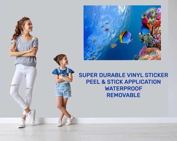 Sea Aquarium Wall Decal - Peel and Stick Removable Wall Art - Printable Ocean Wall Art - Perfect for Bedroom and Living Room Wall Decoration