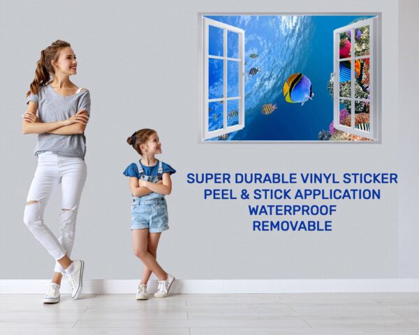 Sea Aquarium Wall Decal - Peel and Stick Removable Wall Art - Printable Ocean Wall Art - Perfect for Bedroom and Living Room Wall Decoration