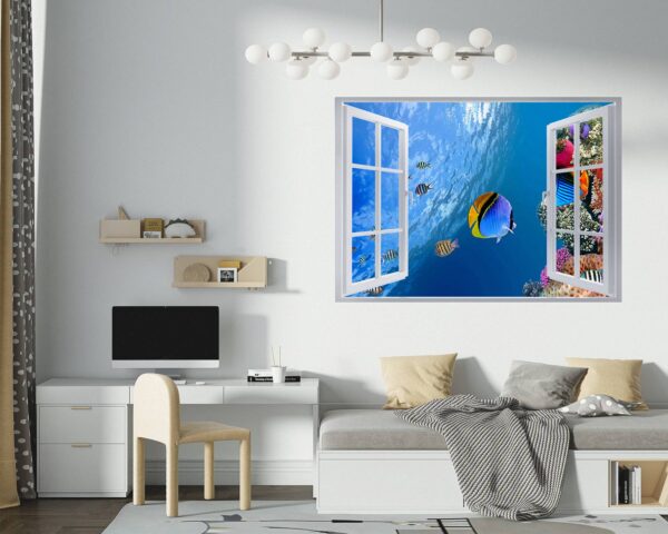 Sea Aquarium Wall Decal - Peel and Stick Removable Wall Art - Printable Ocean Wall Art - Perfect for Bedroom and Living Room Wall Decoration