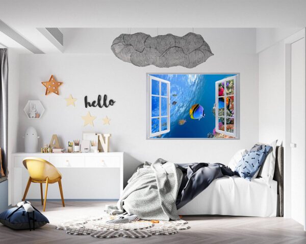 Sea Aquarium Wall Decal - Peel and Stick Removable Wall Art - Printable Ocean Wall Art - Perfect for Bedroom and Living Room Wall Decoration