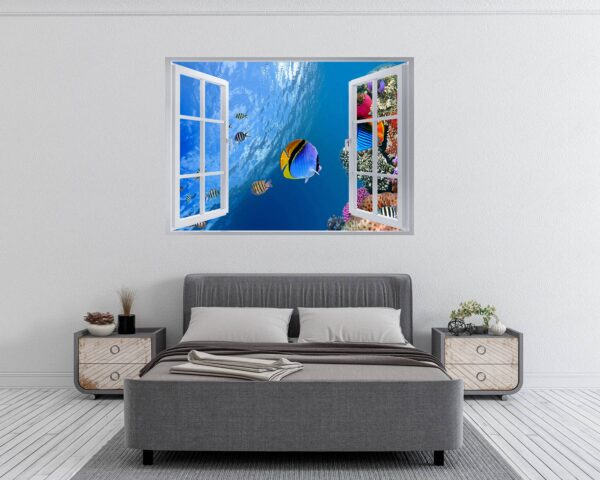 Sea Aquarium Wall Decal - Peel and Stick Removable Wall Art - Printable Ocean Wall Art - Perfect for Bedroom and Living Room Wall Decoration