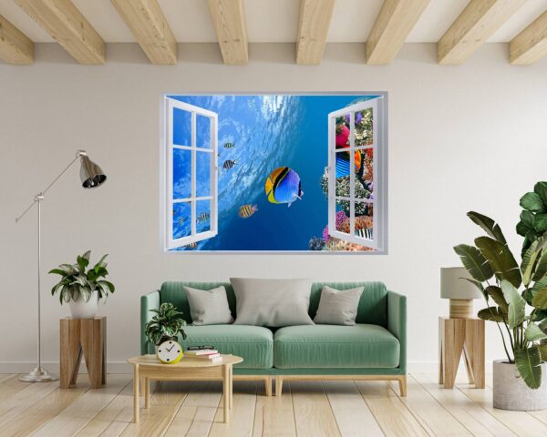 Sea Aquarium Wall Decal - Peel and Stick Removable Wall Art - Printable Ocean Wall Art - Perfect for Bedroom and Living Room Wall Decoration