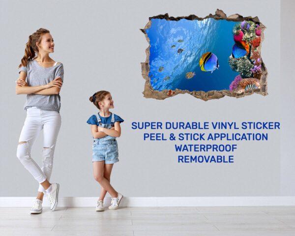 Sea Aquarium Wall Decal - Peel and Stick Removable Wall Art - Printable Ocean Wall Art - Perfect for Bedroom and Living Room Wall Decoration