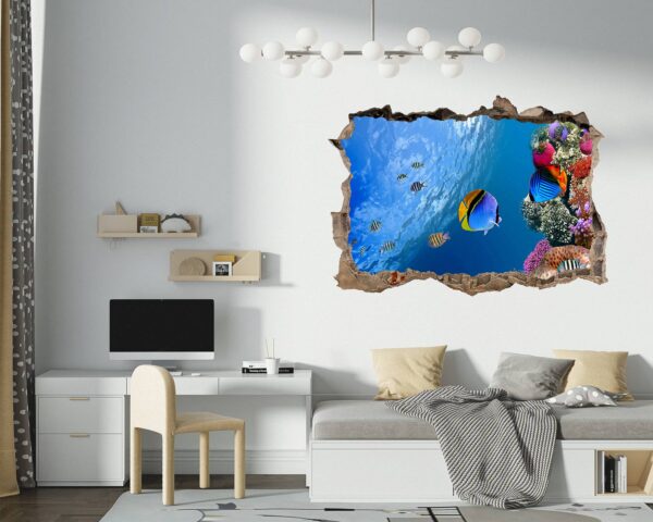 Sea Aquarium Wall Decal - Peel and Stick Removable Wall Art - Printable Ocean Wall Art - Perfect for Bedroom and Living Room Wall Decoration