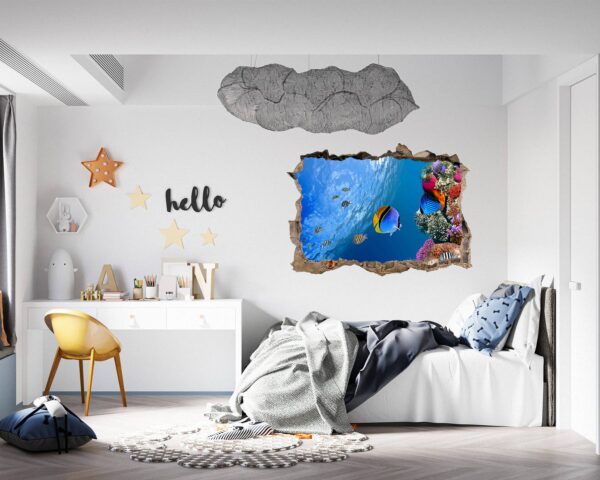 Sea Aquarium Wall Decal - Peel and Stick Removable Wall Art - Printable Ocean Wall Art - Perfect for Bedroom and Living Room Wall Decoration